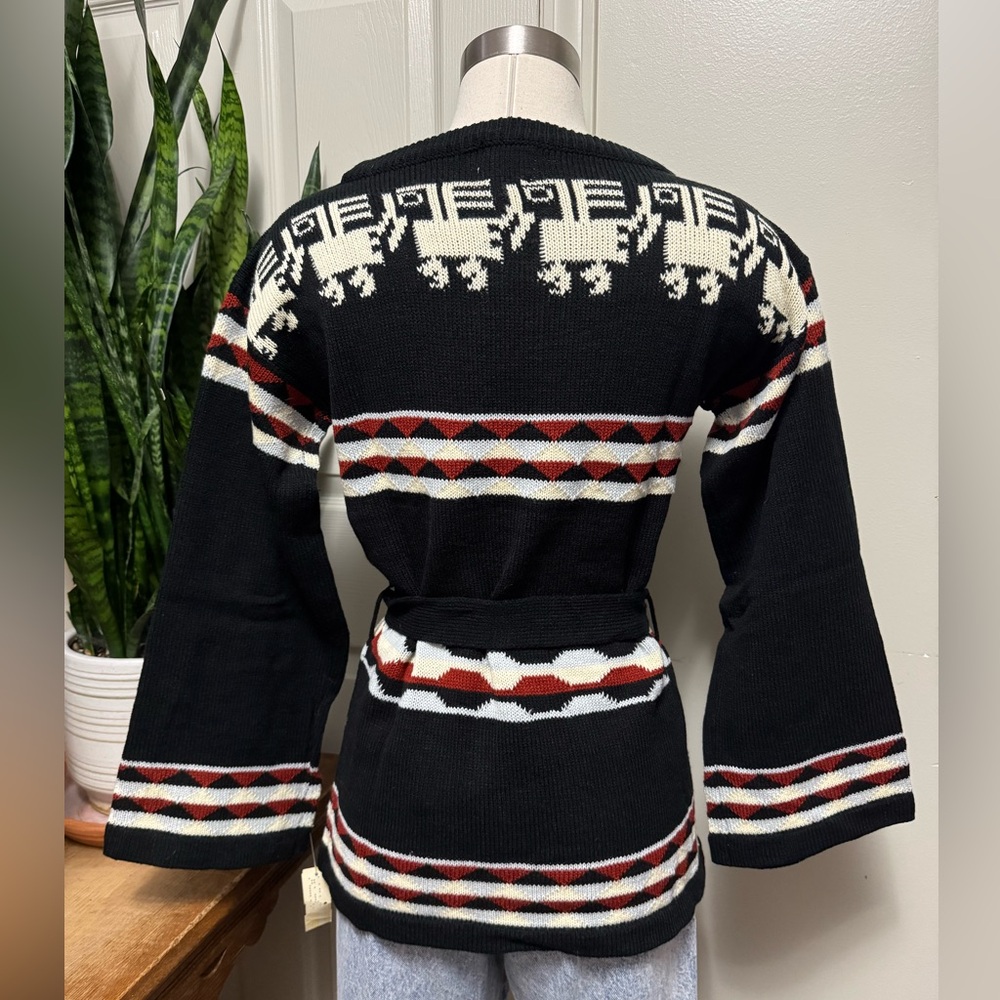 Vintage 70s Southwestern Aztec Knit Sweater Deadstock NWT Medium - Picture 2 of 9